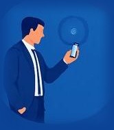 Illustration of an employee checking in within 1 metre of a Bluetooth beacon