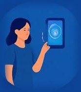 Illustration of an employee clocking in by GPS with a facial authentication selfie